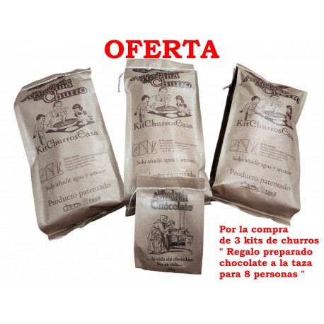 KIT PARA HACER CHURROS EN CASA " OFERTA 3 KITS + 1 CHOCOLATE A LA TAZA "