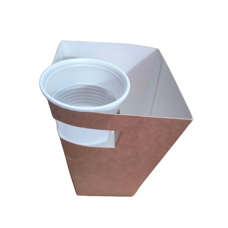 PORTACHURROS DE CARTON CON VASO - PACK 100 UND